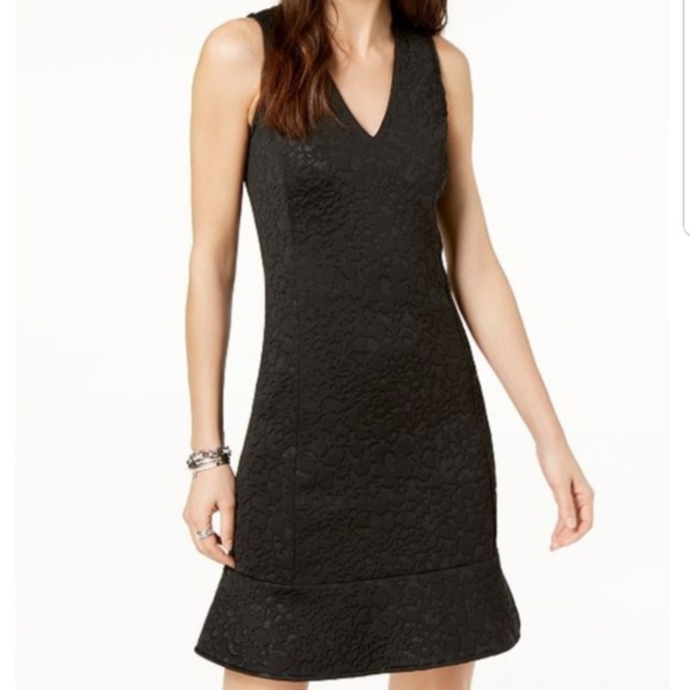 NWT Michael Kors Flower Embossed Black Dress Sz. M